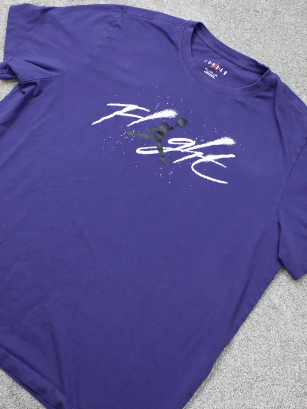 Jordan Flight Shirt Men 2XL XXL Purple Double Sided Cotton Short Sleeve Pullover